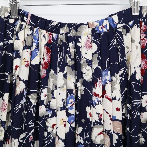 Vintage Floral Midi Skirt Womens 8 Navy Moody Dark Feminine Romantic Bloomcore - Picture 7 of 16